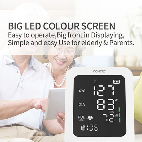 CONTEC08E LED Screen Electronic Sphygmomanometer Adult BP Cuff Monitor Blood Pressure NIBP Records - Zambeel