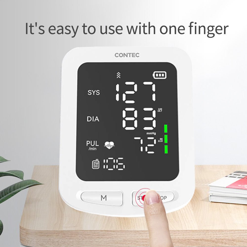 CONTEC08E LED Screen Electronic Sphygmomanometer Adult BP Cuff Monitor Blood Pressure NIBP Records - Zambeel