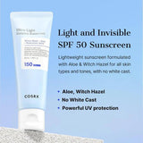 COSRX - Ultra - Light Invisible Sunscreen SPF 50 PA++++ (Original) - Zambeel