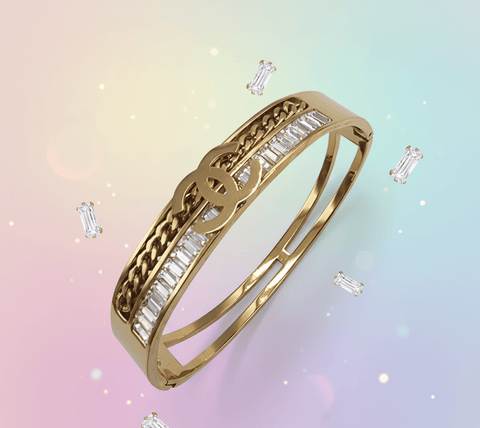 Crystal Chain Bangle - Zambeel