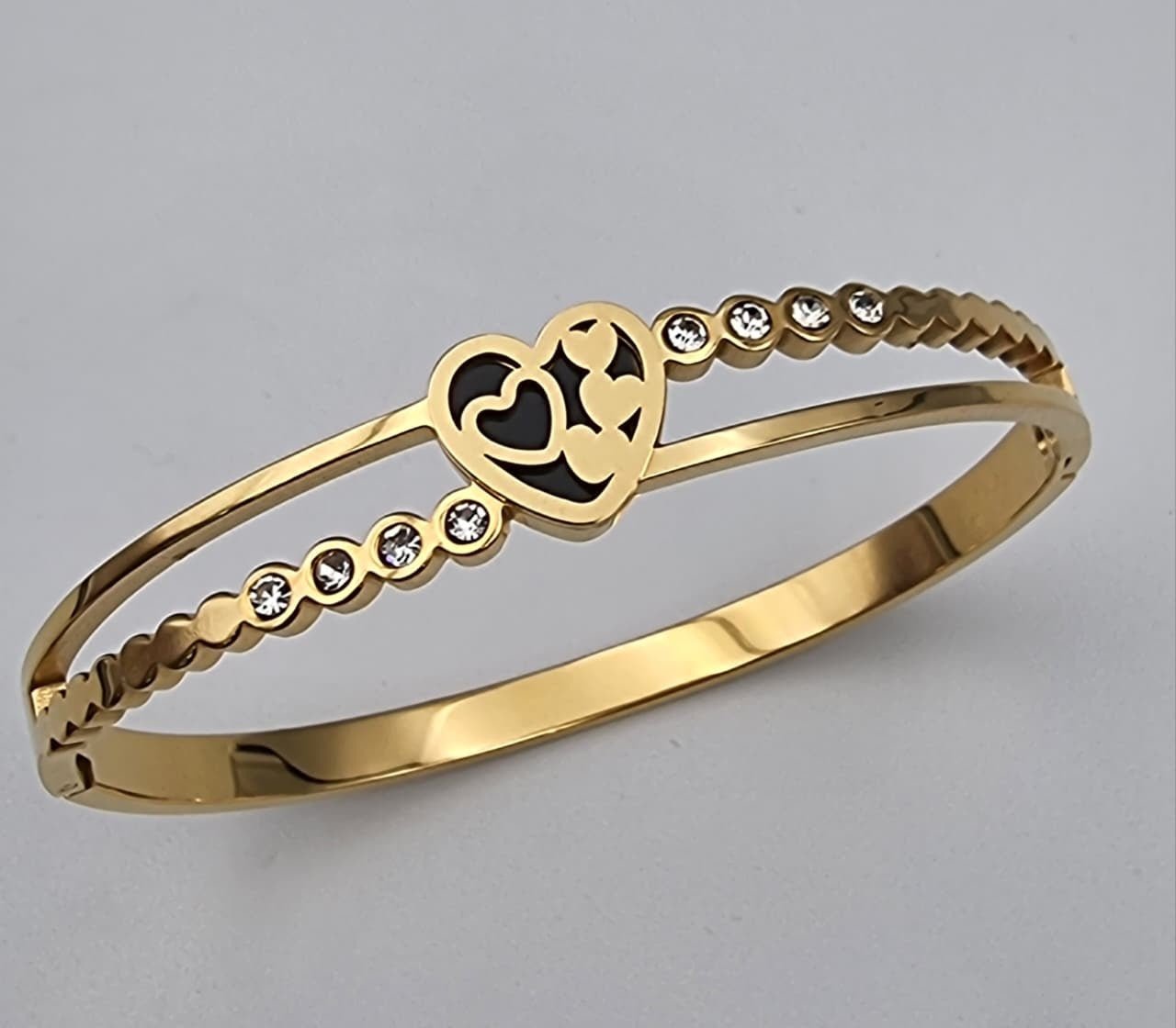 Crystal Heart Dual - Band Bangle - Zambeel