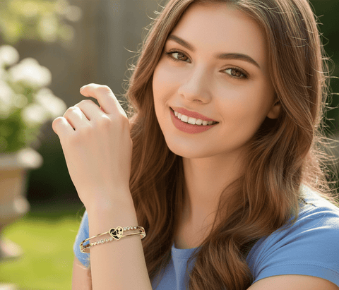 Crystal Heart Dual - Band Bangle - Zambeel