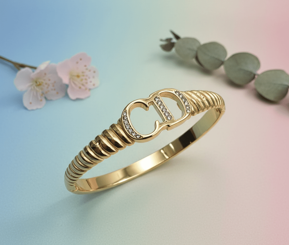 Crystal Initial Hinged Bangle - Zambeel