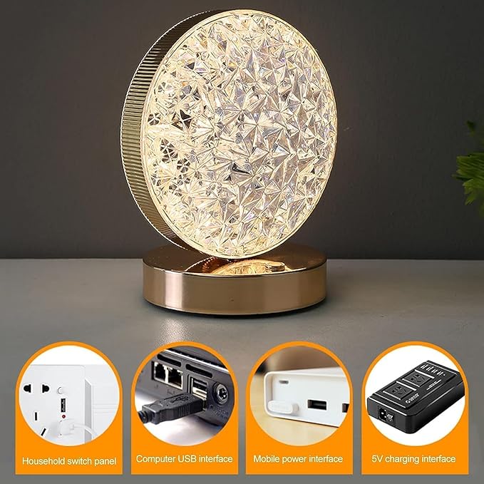 Crystal Round LED Table Lamp - Zambeel
