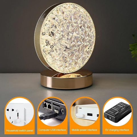 Crystal Round LED Table Lamp - Zambeel