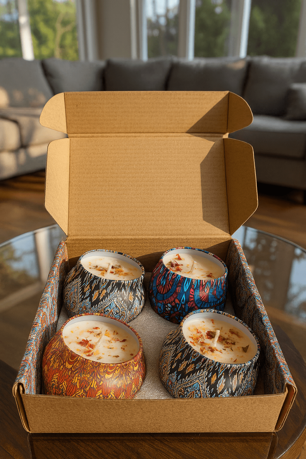 Decorative Floral Scented Tin Candles - Zambeel