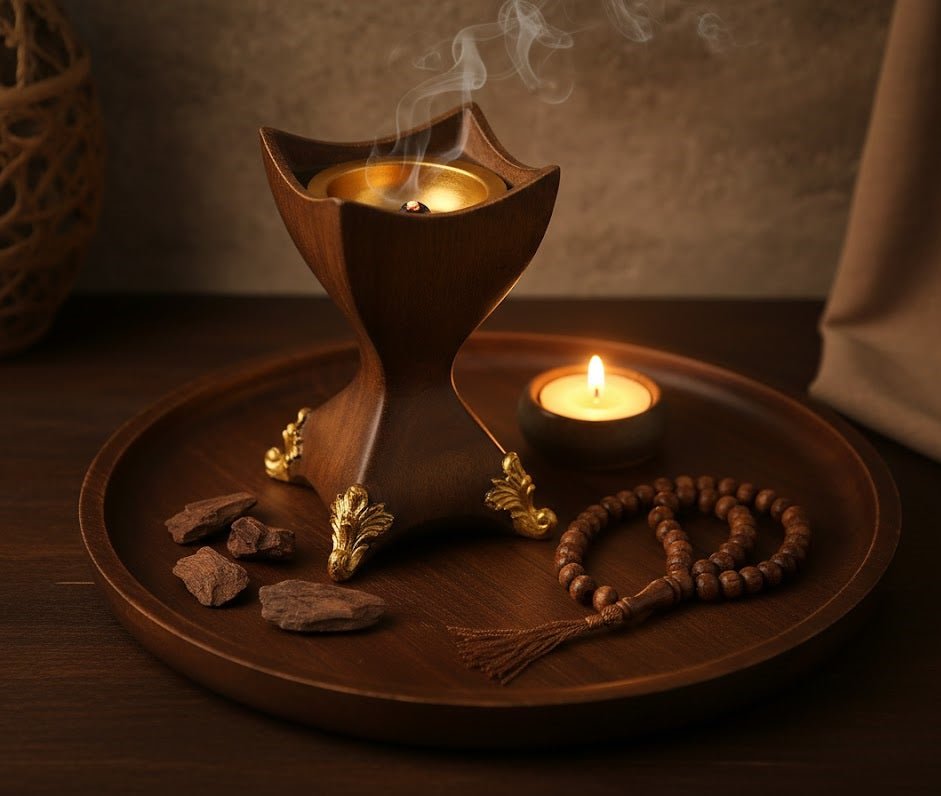 Decorative Incense Burner with Gold Accents - Zambeel