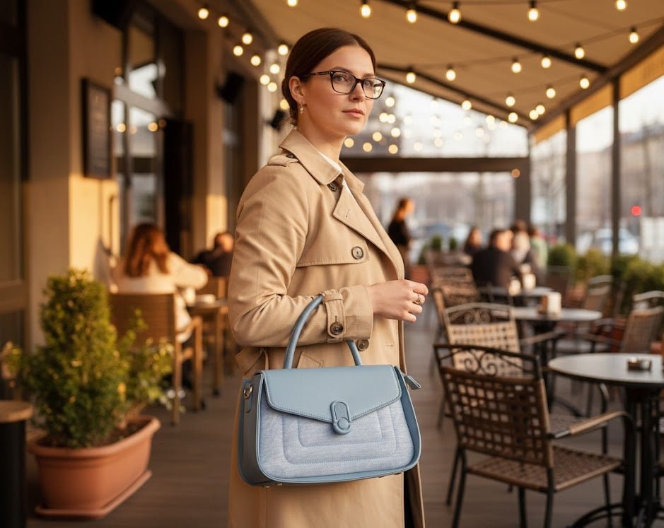Denim Leather Satchel Bag - Zambeel
