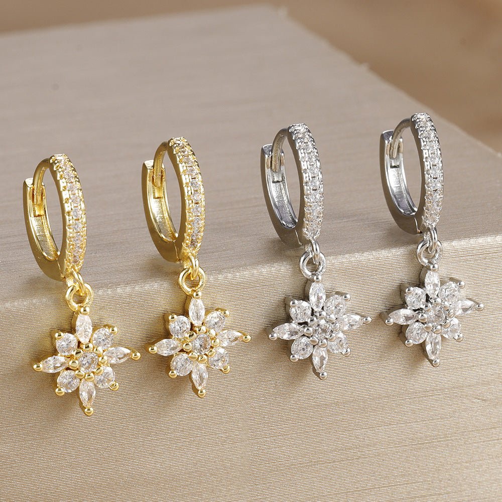 Diamond SUNFLOWER Earrings Fashion Exquisite Women - Zambeel