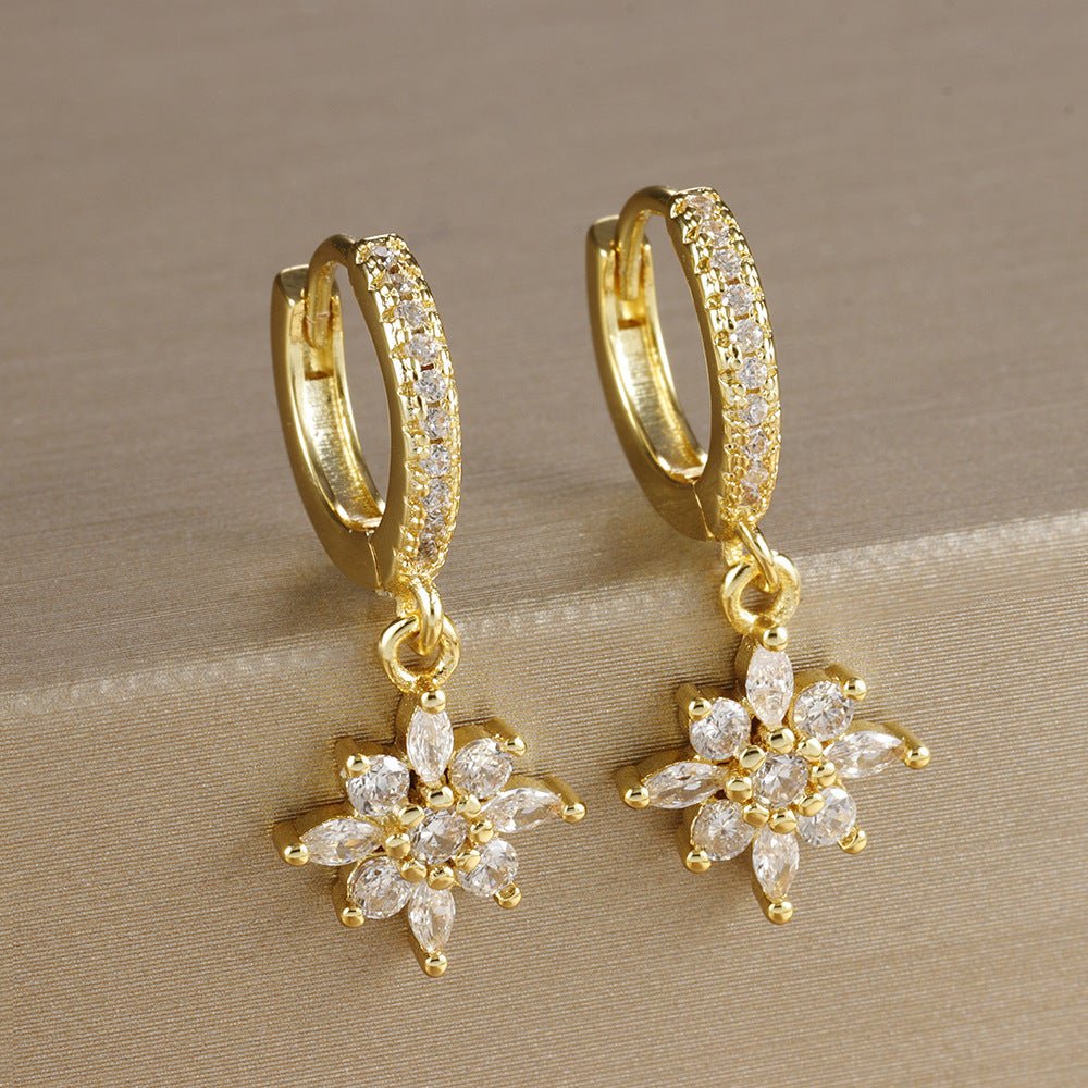 Diamond SUNFLOWER Earrings Fashion Exquisite Women - Zambeel