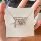 Dopamine Color Zircon Cross Necklace - Zambeel