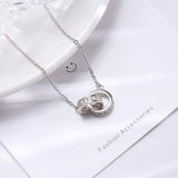 Double - circle Necklace In S925 Sterling Silver Minimalist Design - Zambeel