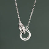 Double - circle Necklace In S925 Sterling Silver Minimalist Design - Zambeel