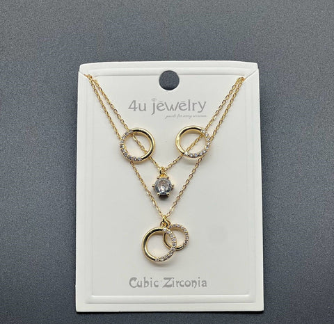 Double Ring Sparkle Pendant Set - Zambeel