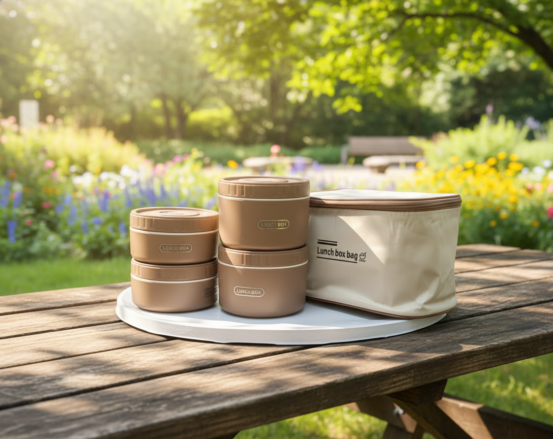 Round Lunch Box Set with Carry Bag Ⓢ
