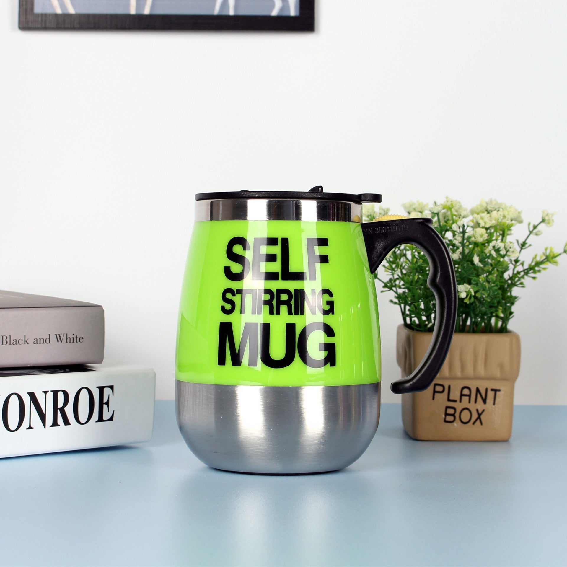 Electric Self Stirring Coffee Mug Cup Stainless Steel Automatic Self Mixing & Spinning Home Office Travel Mixer Milk Whisk Cup - Zambeel