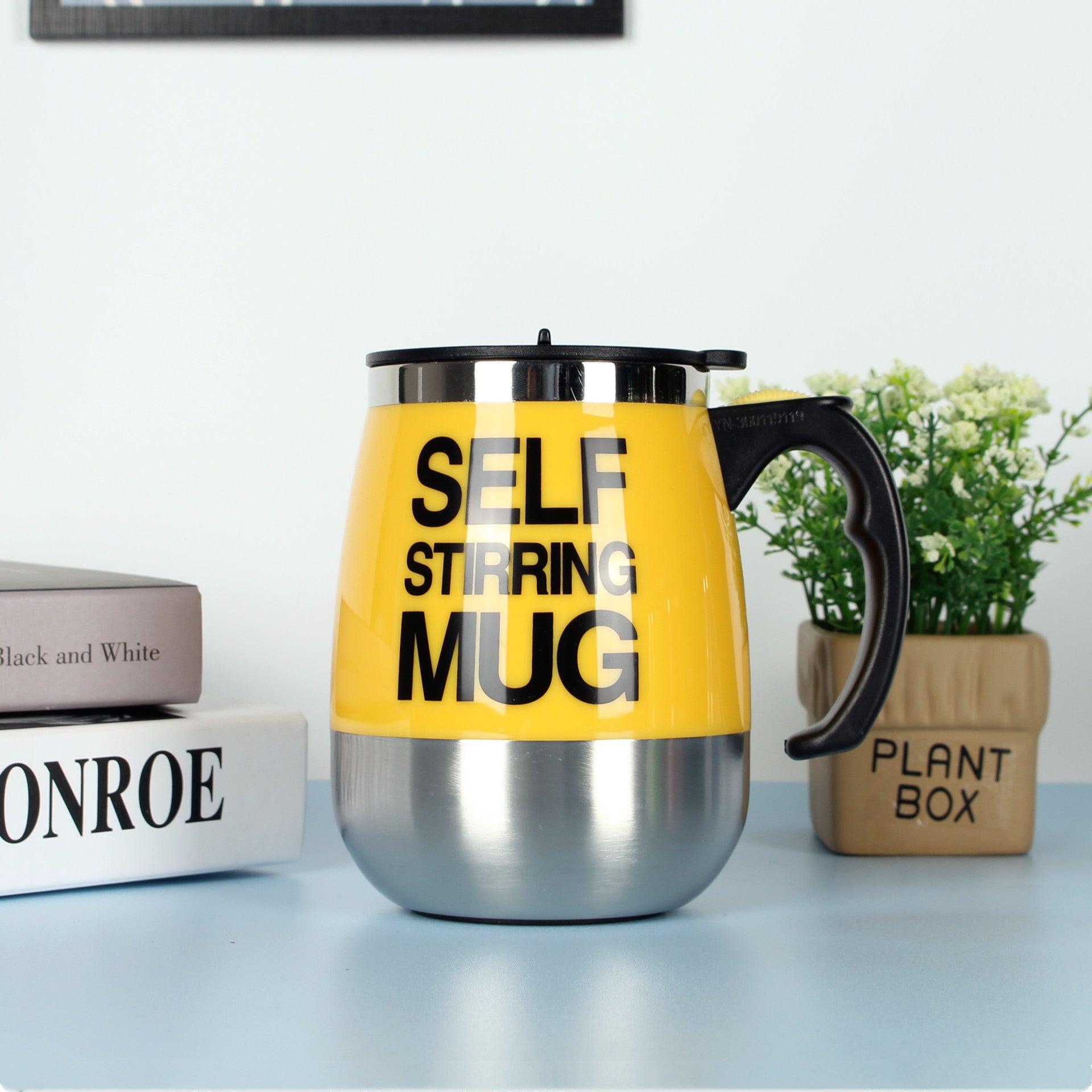 Electric Self Stirring Coffee Mug Cup Stainless Steel Automatic Self Mixing & Spinning Home Office Travel Mixer Milk Whisk Cup - Zambeel