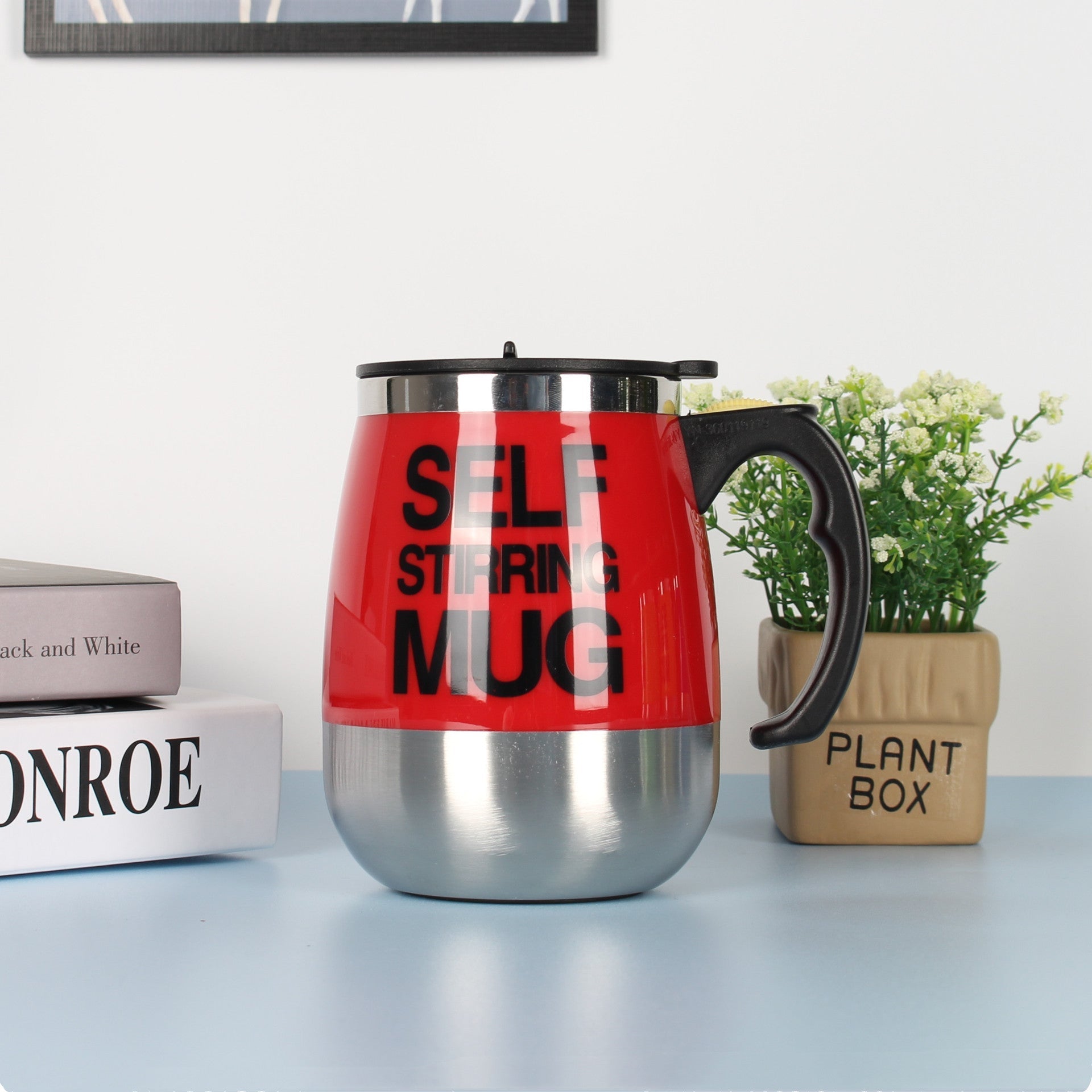 Electric Self Stirring Coffee Mug Cup Stainless Steel Automatic Self Mixing & Spinning Home Office Travel Mixer Milk Whisk Cup - Zambeel