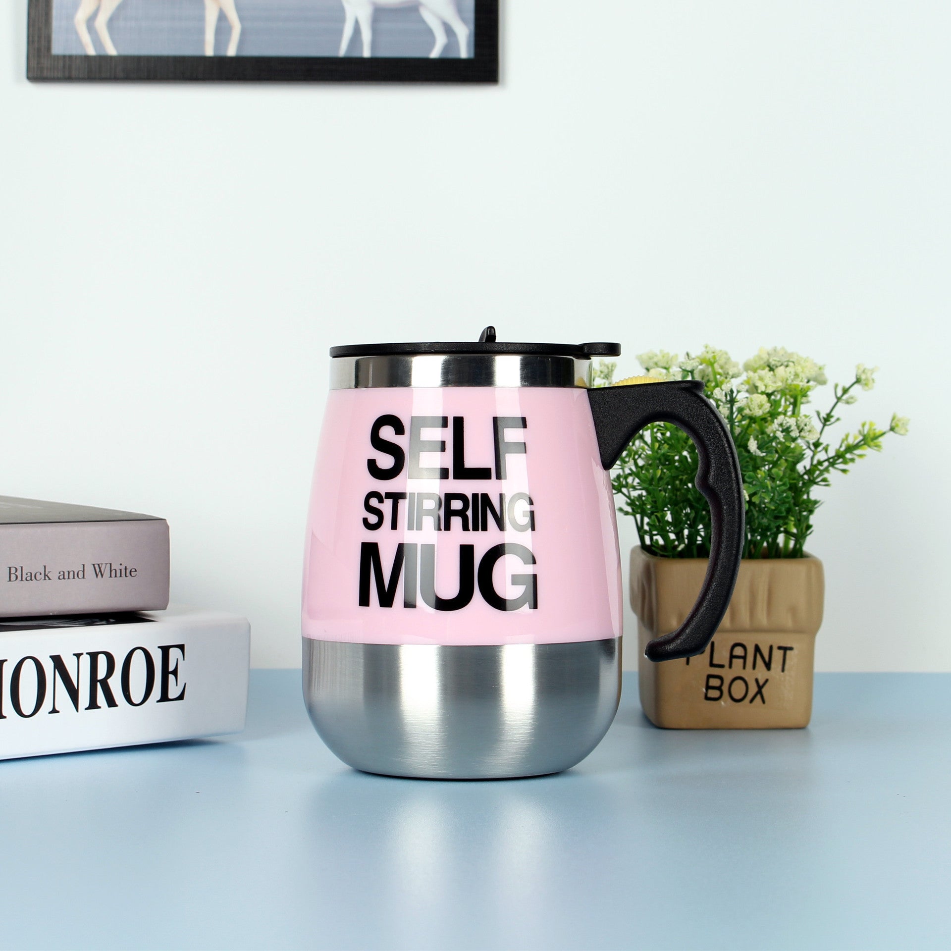 Electric Self Stirring Coffee Mug Cup Stainless Steel Automatic Self Mixing & Spinning Home Office Travel Mixer Milk Whisk Cup - Zambeel