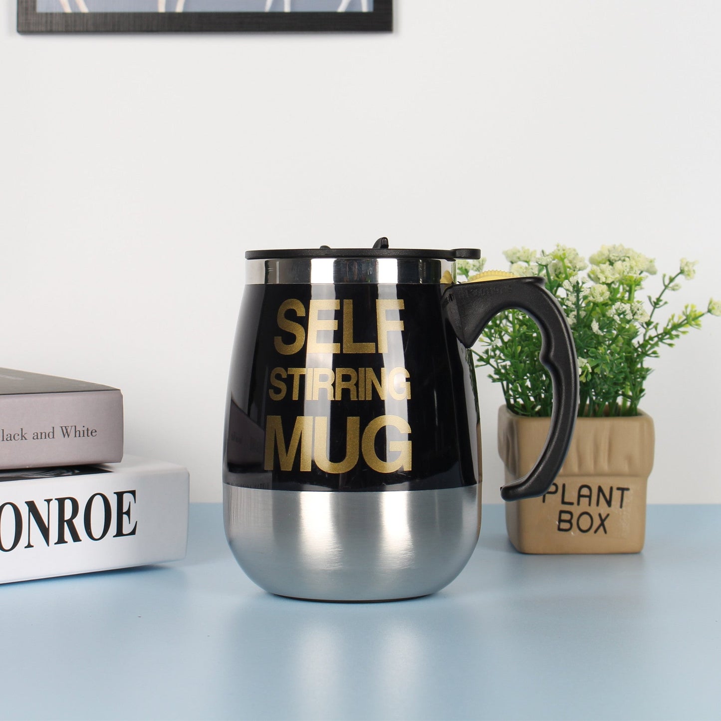 Electric Self Stirring Coffee Mug Cup Stainless Steel Automatic Self Mixing & Spinning Home Office Travel Mixer Milk Whisk Cup - Zambeel