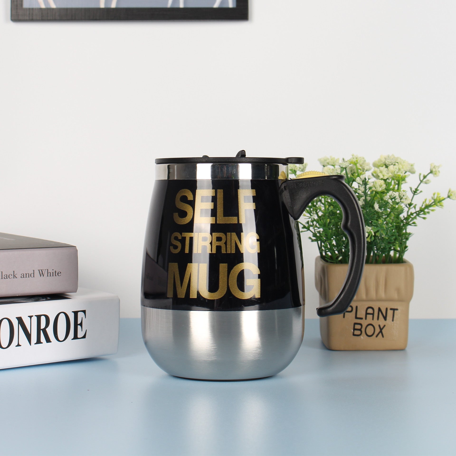 Electric Self Stirring Coffee Mug Cup Stainless Steel Automatic Self Mixing & Spinning Home Office Travel Mixer Milk Whisk Cup - Zambeel