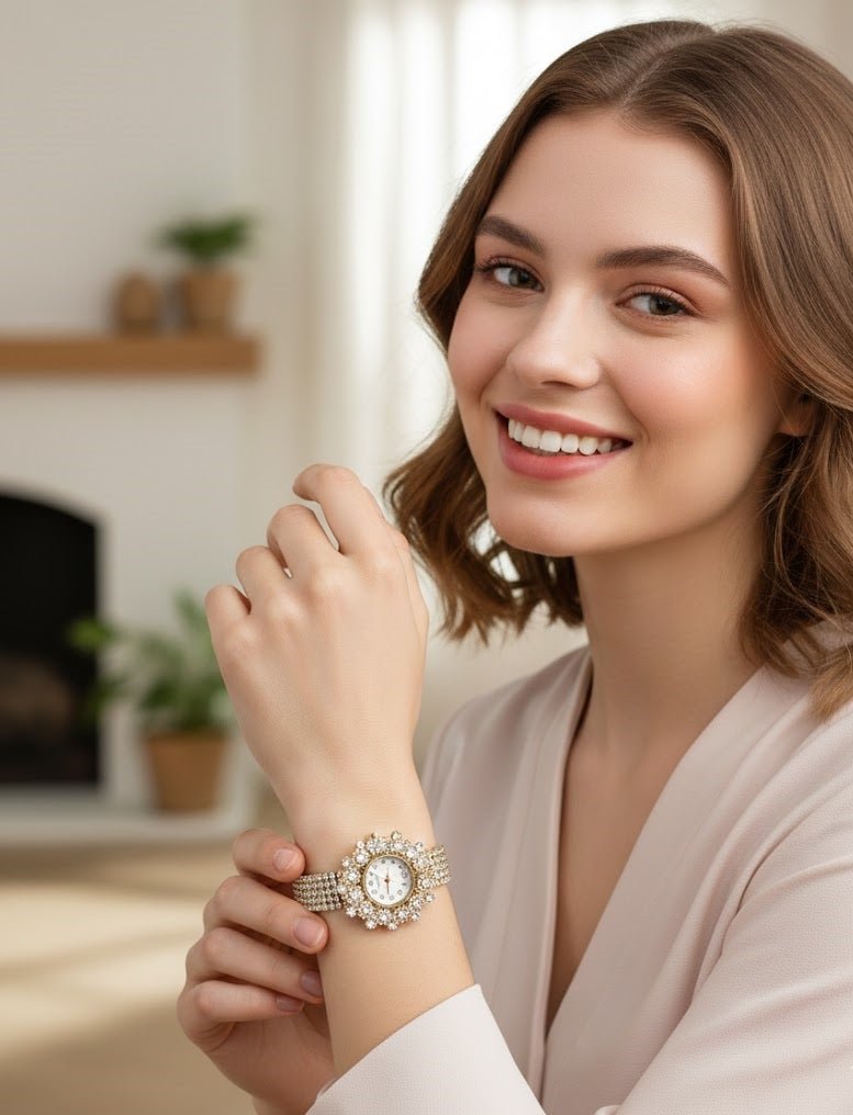 Elegant Pearl Halo Watch - Zambeel