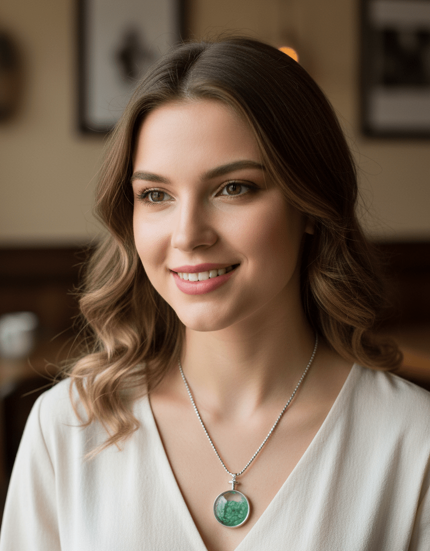 Emerald Stone Round Pendant Necklace - Zambeel