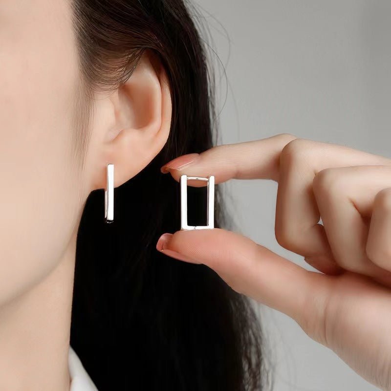 Europe And America Cross Border Hot Sale Geometry Rectangle Ear Clip Indifference Trend All - match Fashion Earrings Personalized Creative Ornament Female - Zambeel