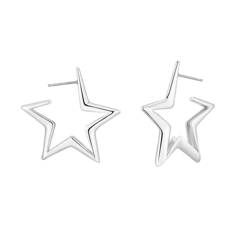 European And American Geometric Exaggerated Brass Earrings Five - pointed Star - Zambeel