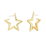 European And American Geometric Exaggerated Brass Earrings Five - pointed Star - Zambeel