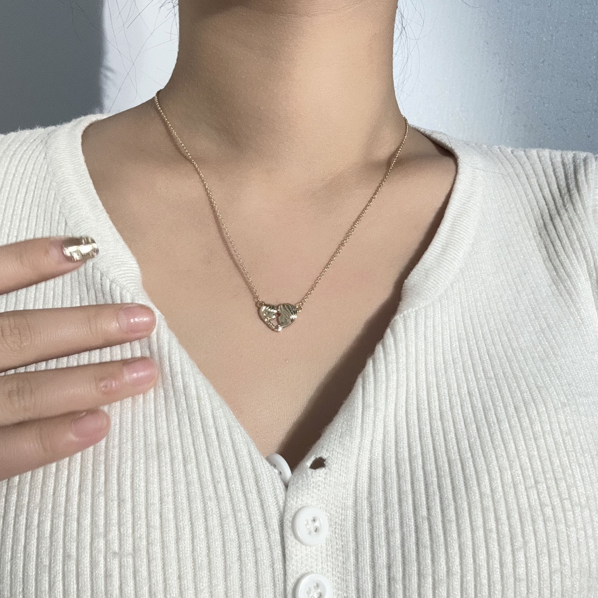 European And American Love Necklace Mother's Day Geometric Copper Peach Heart Gift - Zambeel