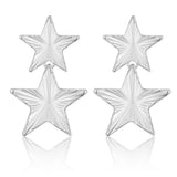 European And American Metal Fashion Brass Artificial Gold Earrings Geometric Five - pointed Star Double Layer - Zambeel