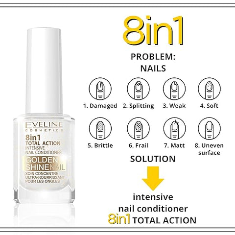 Eveline Cosmetics - 8 - in - 1 Nail Conditioner with Golden Particles (Original) - Zambeel