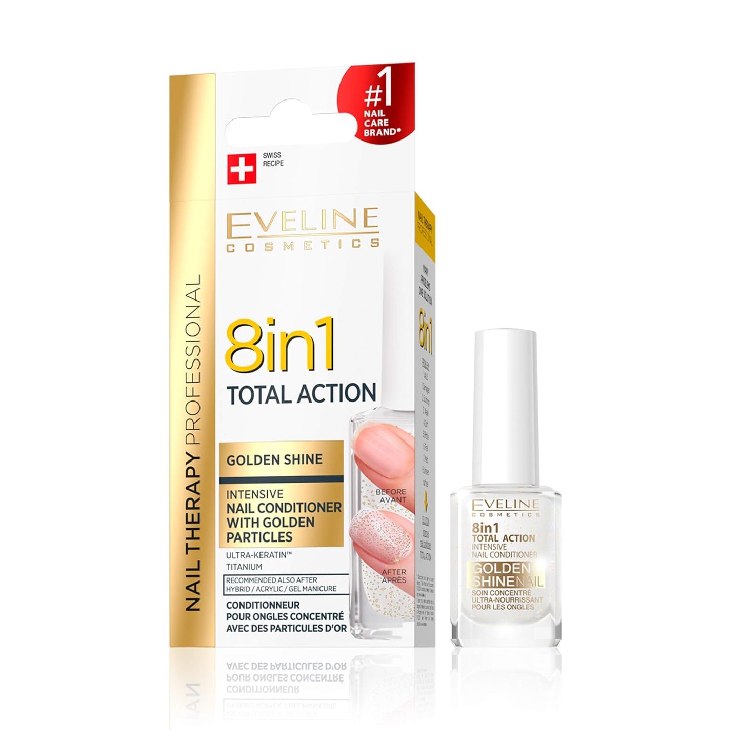 Eveline Cosmetics - 8 - in - 1 Nail Conditioner with Golden Particles (Original) - Zambeel