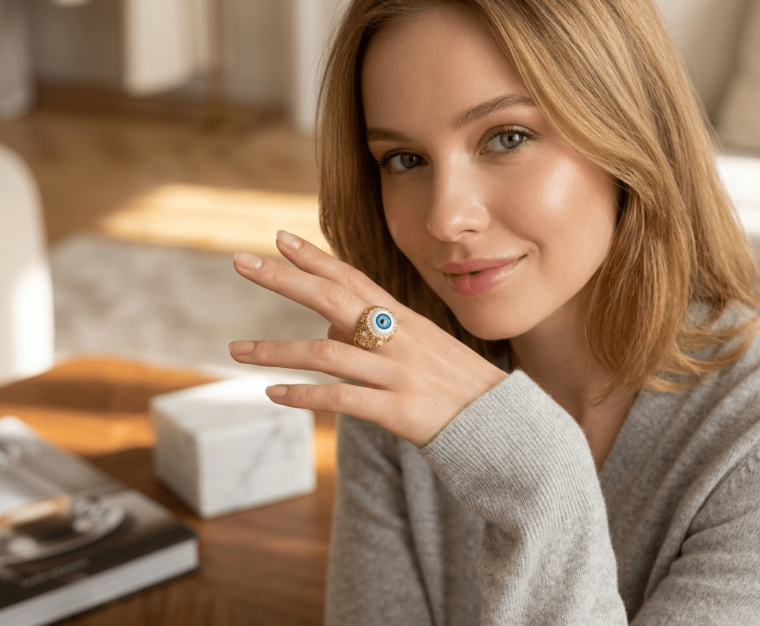 Evil Eye Crystal Statement Ring - Zambeel