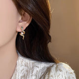 Exquisite Full Rhinestone Zircon Simulated Snakes Bead Stud Earrings For Women - Zambeel
