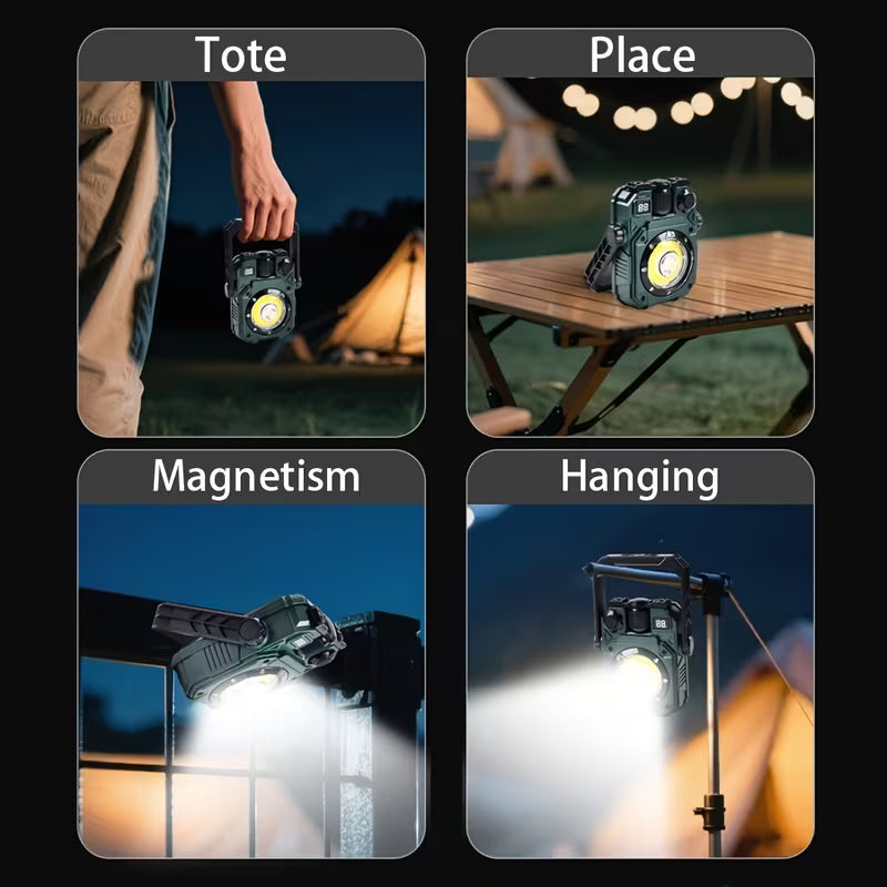 Multifunctional Rechargeable LED Work Light with Solar Panel & Magnet