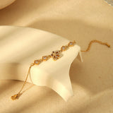 Fashion 18K Gold Plated Stainless Steel Inlaid Zircon Flower Bracelet - Zambeel