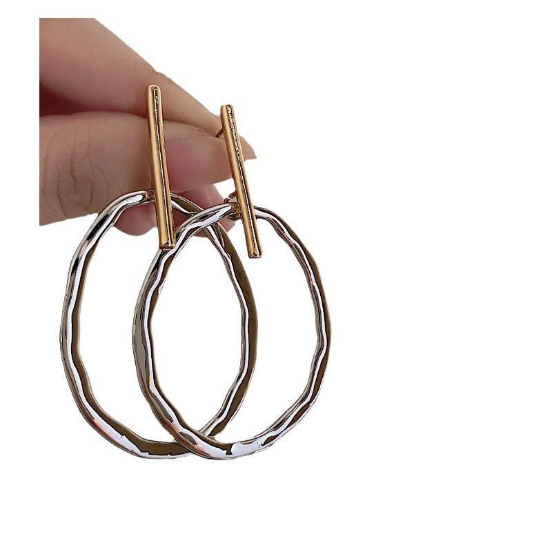 Fashion Color Contrast Oval Earrings Women's Fashion All - match Simple - Zambeel
