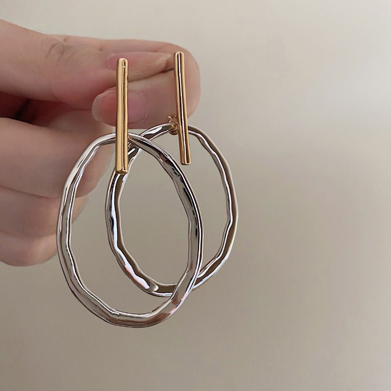 Fashion Color Contrast Oval Earrings Women's Fashion All - match Simple - Zambeel