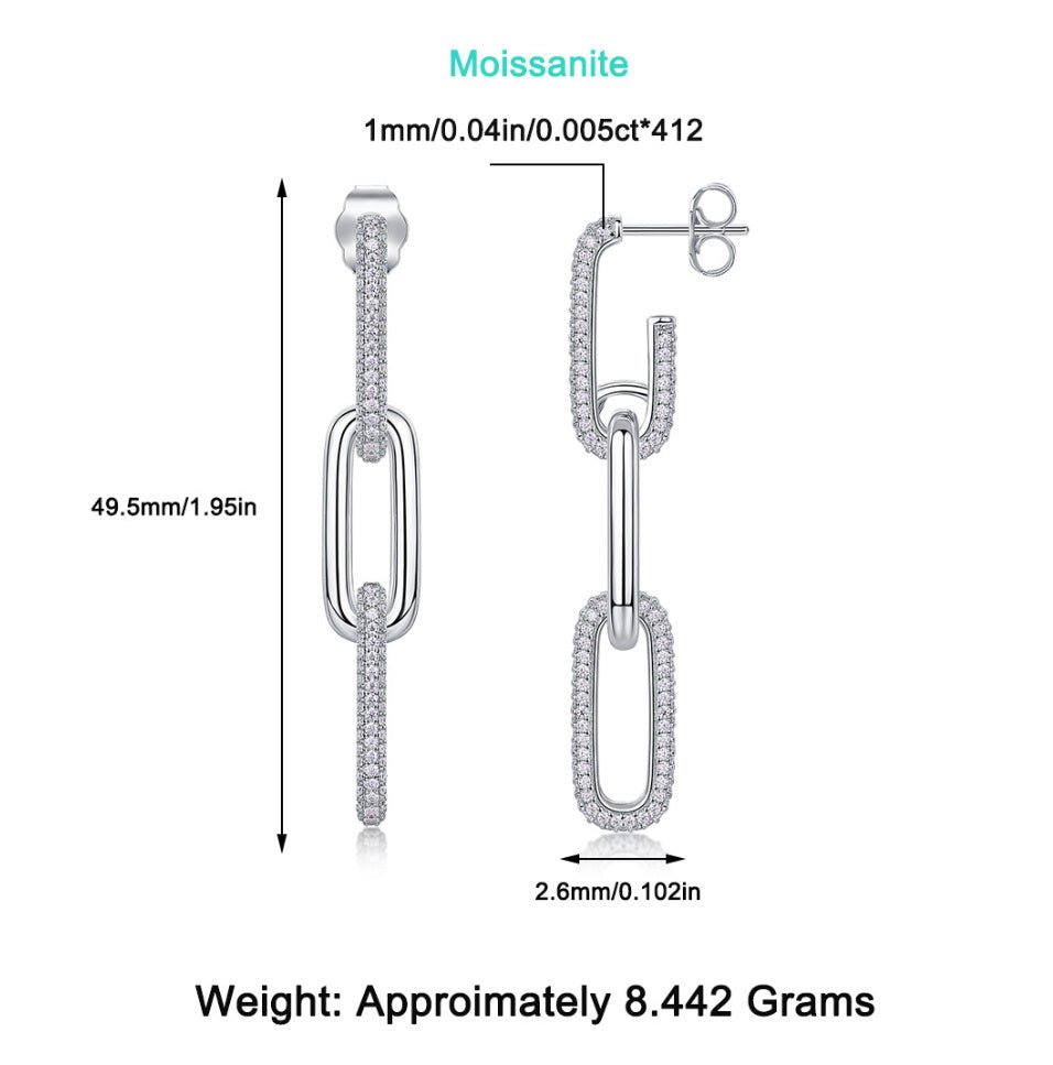 Fashion Geometric Silver Earrings Moissanite - Zambeel