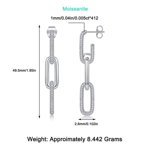 Fashion Geometric Silver Earrings Moissanite - Zambeel