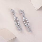 Fashion Geometric Silver Earrings Moissanite - Zambeel