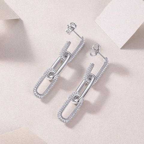 Fashion Geometric Silver Earrings Moissanite - Zambeel