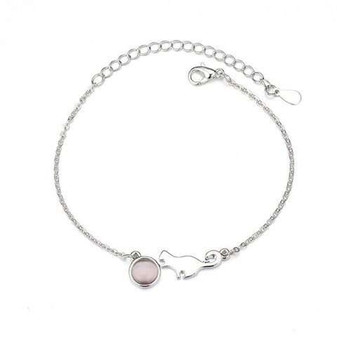 Fashion Ladies Cat Charm Bracelet Silver - Zambeel