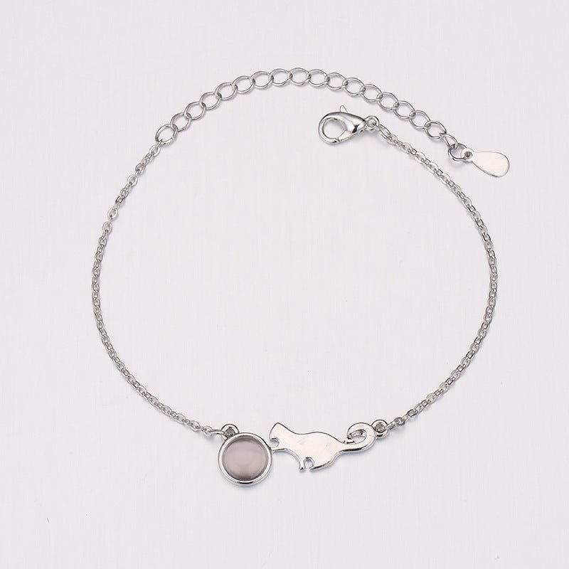 Fashion Ladies Cat Charm Bracelet Silver - Zambeel