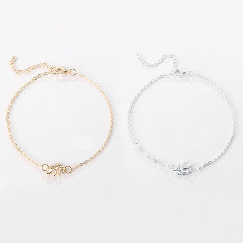 Fashion Simple Alloy Mori Style Flower Leaf Anklet - Zambeel