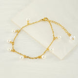 Fashion Simple Tassel Stainless Steel Pearl Anklet - Zambeel