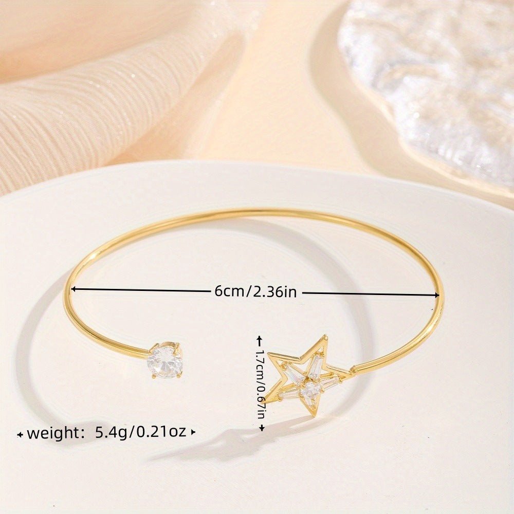 Fashion Women's Bracelet Five - pointed Star Copper Inlaid Zircon - Zambeel