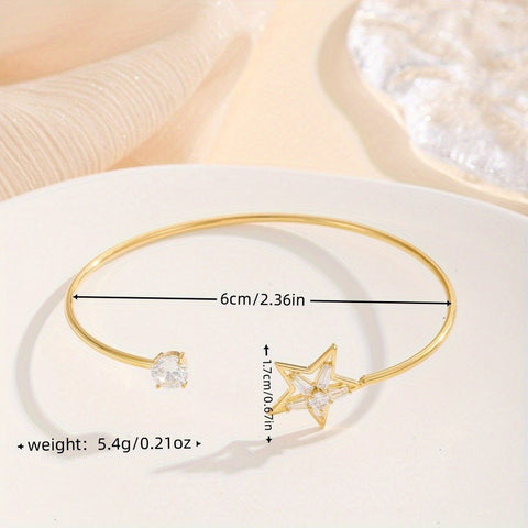 Fashion Women's Bracelet Five - pointed Star Copper Inlaid Zircon - Zambeel